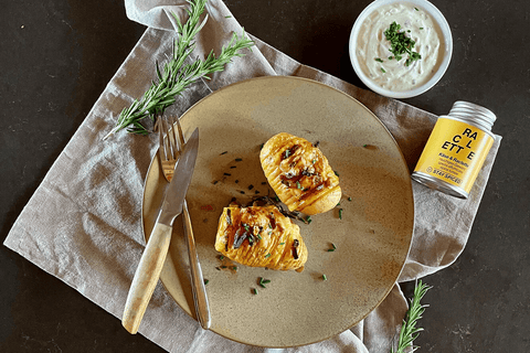 Fächerkartoffel mit Speck und Käse und S! Raclette Gewürz - STAY SPICED !