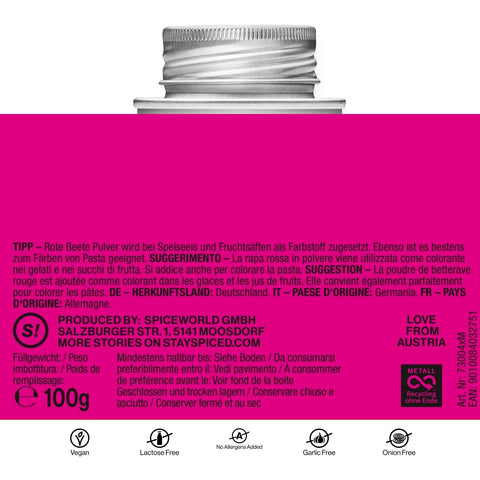 Rote Bete Pulver, fein - STAY SPICED ! - 73004xM