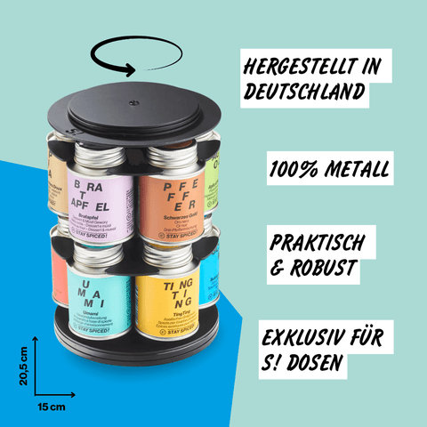S! Gewürzregal - Drehregal - exklusiv für 10 Stück Gewürzdosen 170 ml - STAY SPICED ! - 90132x