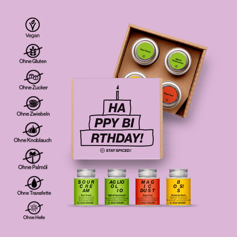 Happy Birthday | Gewürze Set | 4er Geschenkbox - STAY SPICED ! - 59533x