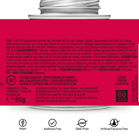 Jalapeno Chili, grün gemahlen - Extra Fruchtig! - STAY SPICED ! - 56019xM