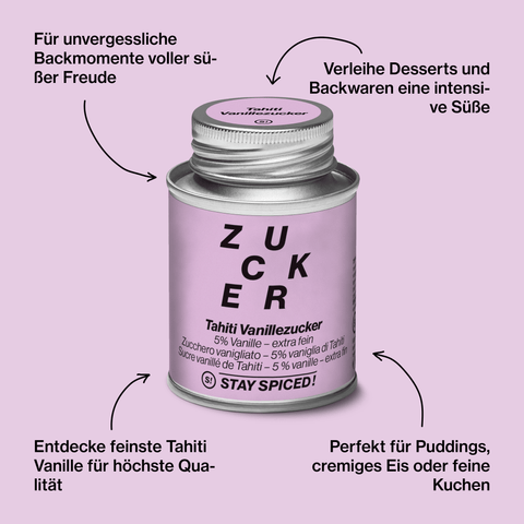 Vanillezucker 5% Tahiti Vanille, Backzucker, extra-fein - STAY SPICED ! - 58104xM