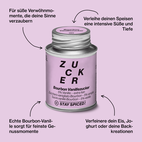 Vanillezucker 5% Bourbonvanille, Backzucker, extra-fein - STAY SPICED ! - 58102xM