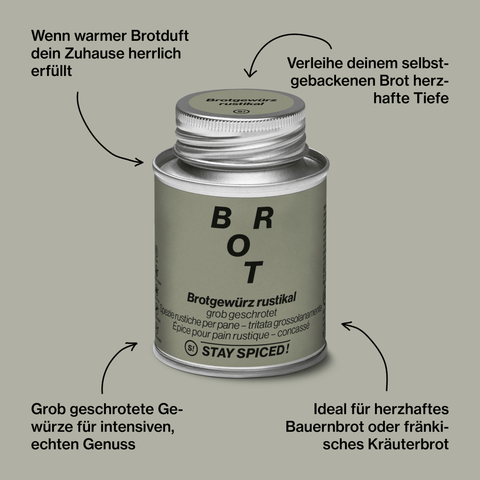 Brotgewürz "rustikal" grob geschrotet mit Schwarzkümmel - STAY SPICED ! - 69002xM