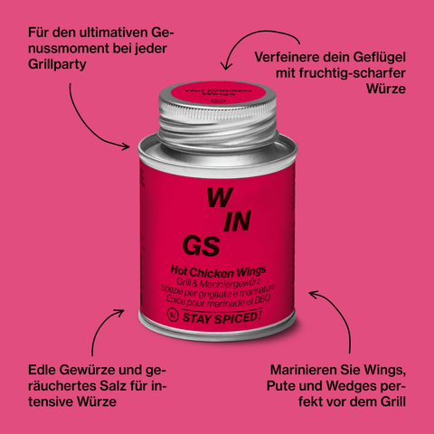 Hot Chicken Wings - Grill & Mariniergewürz - STAY SPICED ! - 62010xM