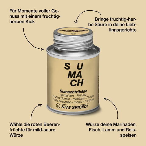 Sumachfrüchte - Sumach Türkisch - 7% Salz - STAY SPICED ! - 50189xM