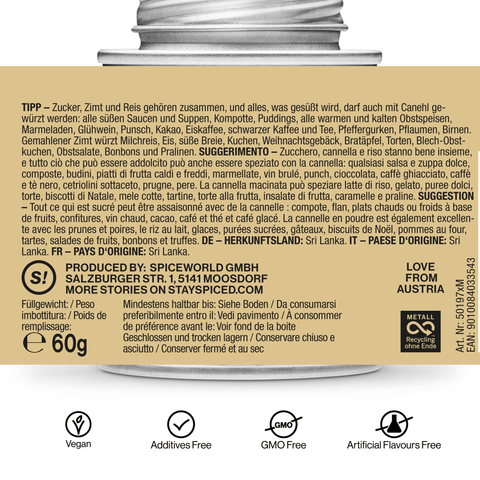 Zimt Canehl gemahlen - extra fruchtig - Sri Lanka - STAY SPICED ! - 50197xM