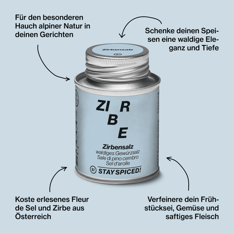 Zirben Fleur de SelZirbensalz, waldiges Gewürzsalz - STAY SPICED ! - 62042xM