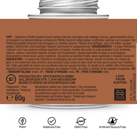 Tellicherry Pfeffer handverlesen, ganz - STAY SPICED ! - 52201xM