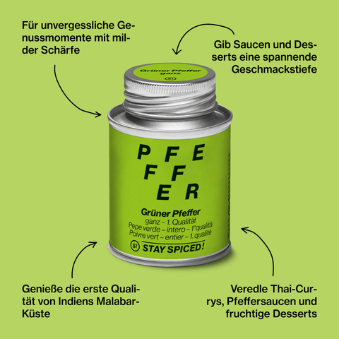 Pfeffer grün ganz "Malabar - 1.Qualität" - STAY SPICED ! - 52110xL