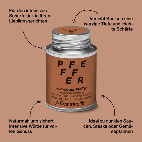 Pfeffer schwarz 1mm Naturmahlung - STAY SPICED ! - 52103xM