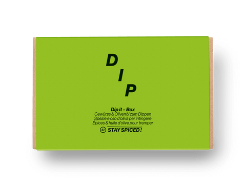 Banderole - Genussbox "DIP IT" inkl. STAY SPICED Olivenöl - LOSE - STAY SPICED ! - 90082x