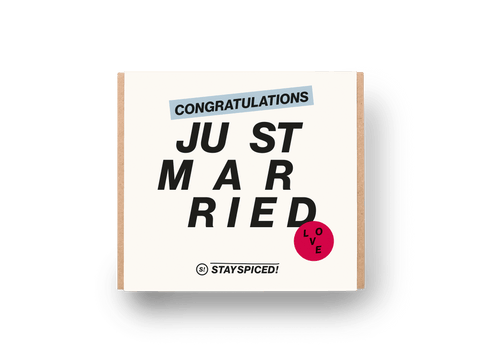 Banderolen "JUST MARRIED" WEISS für GENUSSBOX - LOSE - STAY SPICED ! - 90097x