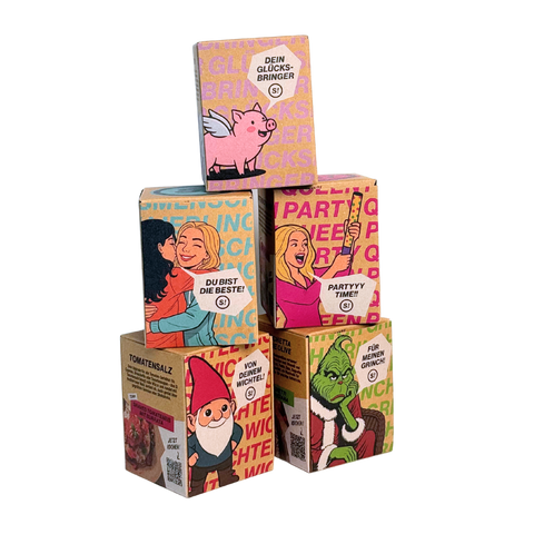 Alle 5 S! Sonderedition im Set GLÜCKSBRINGER, PARTY QUEEN, GRINCH, LIEBLINGSMENSCH und WICHTEL - STAY SPICED ! - S57000