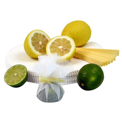 The Original Lemon Wraps - Zitronenserviertuch, weiß, mit gelber Krawatte, 100 St - STAY SPICED ! - 911457
