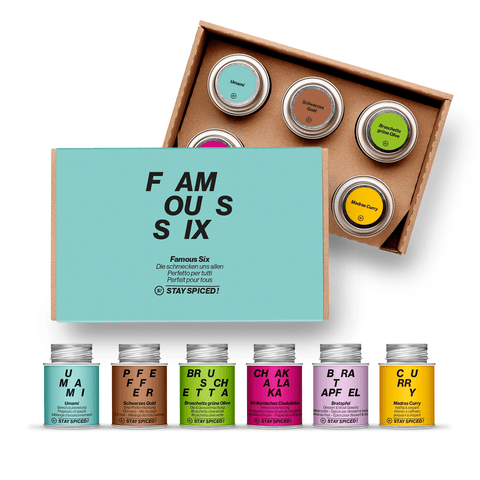 FAMOUS SIX - Top Seller | Gewürze Set | 6er Geschenkbox - STAY SPICED ! - 59024x