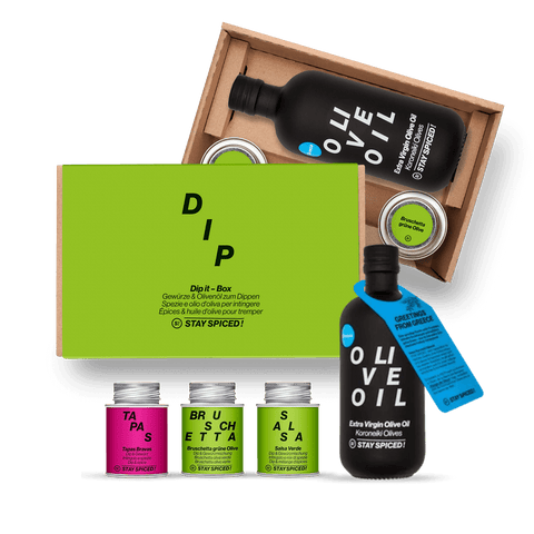 DIP IT | Gewürze Set & Olivenöl | 3 Gewürze und 1 Olivenöl in der Box - STAY SPICED ! - 59036x