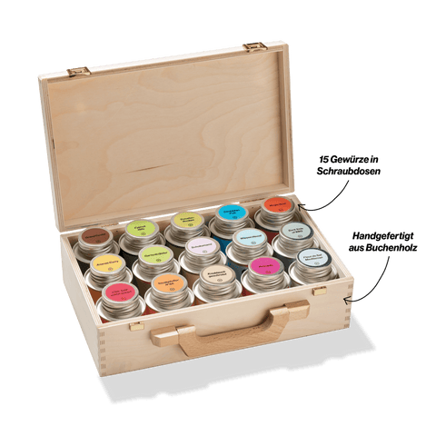 COLOURS OF SPICES | Gewürz Set | 15er Holzkiste - STAY SPICED ! - 59029x