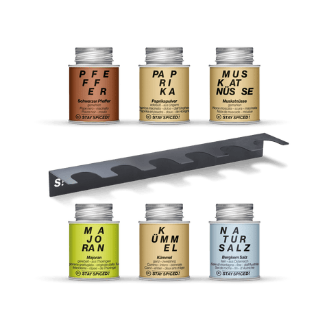 Österreichische Küche Vorteilsset inkl. Hängeregal - STAY SPICED ! - 59512x