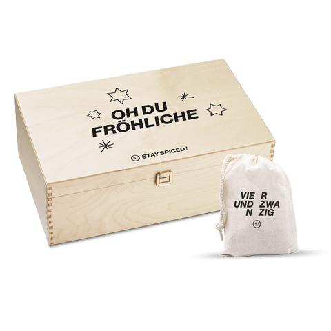 STAY SPICED ! DIY Adventskalender - Holzbox + 24 Jutesäckchen - Leer - STAY SPICED ! - 98012x