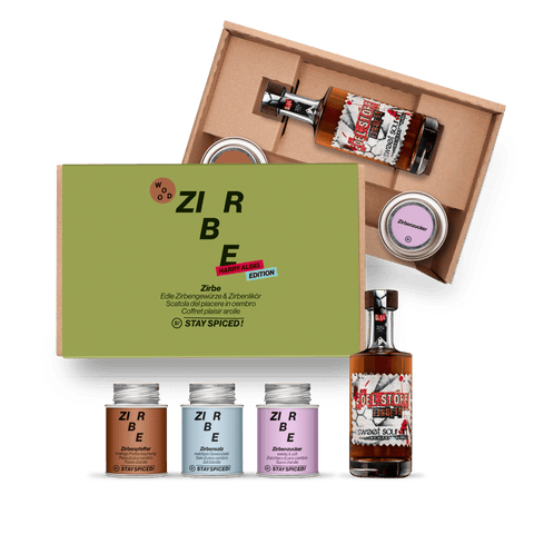 ZIRBE | Geschenke Set | 3 Gewürze PLUS 1 Flasche Zirbe - STAY SPICED ! - 59044x