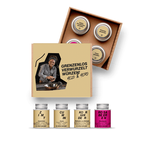 Krauli, HELD und HERD, Grenzenlos verwurzelt kochen | Gewürze Set | 4er Geschenkbox - STAY SPICED ! - 59062x