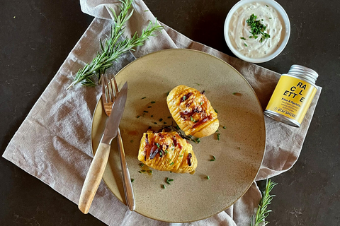 Fächerkartoffel mit Speck und Käse und S! Raclette Gewürz