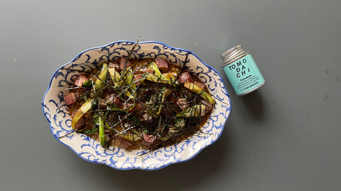 Thunfisch mit Miso, Pak Choi & Algen auf Perlgraupen-Risotto