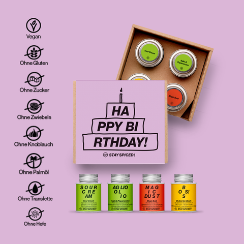 Happy Birthday | Gewürze Set | 4er Geschenkbox