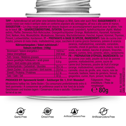 Spezie di cavolo rosso alla mela