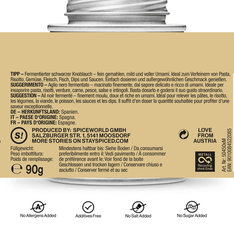 Fermentierter Knoblauch, schwarz - gemahlen - STAY SPICED ! - 50450xM