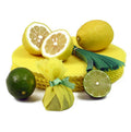 The Original Lemon Wraps - Zitronenserviertuch, gelb, mit grüner Krawatte, 100 St - STAY SPICED ! - 911456