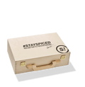 Holzbox (Gewürzkoffer), handgefertigt ROLAND TRETTL, geeignet für 15x, 170ml Schraubdosen – LEER - STAY SPICED ! - 91036x