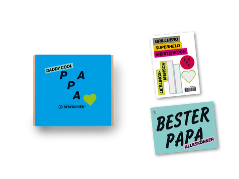 Banderolen SET -  Geschenkbox  PAPA inkl. Stickerset & Karte für 2er/3er/4er Geschenkbox